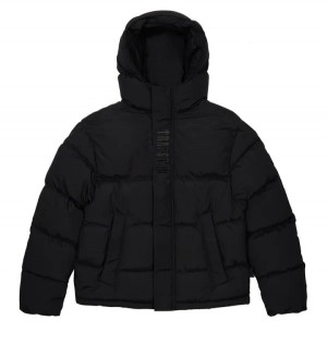 Black Men's Trapstar Decoded 2.0 Hooded Blackout Edition Puffer Jackets, Trapstar London | 8103GNYMA