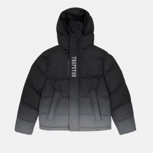 Black Men's Trapstar Decoded 2.0 Hooded Padded Puffer Jackets, Trapstar London | 7942EVLIQ