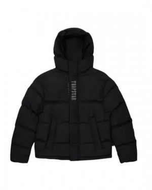 Black Men's Trapstar Decoded Hooded Padded Puffer Jackets, Trapstar London | 7345OWGVK