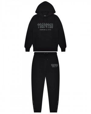 Black Men's Trapstar Decoded Solid Chenille Hooded Tracksuits, Trapstar London | 8459WEHRD