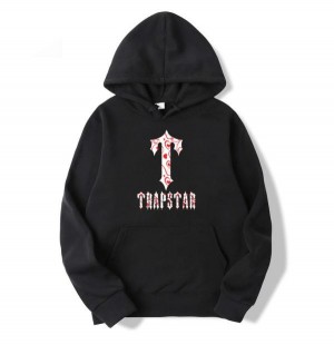 Black Men's Trapstar Flowers Pattern Hoodies, Trapstar London | 3472LFCPZ