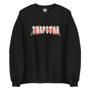 Black Men's Trapstar Flowers Sweatshirts, Trapstar London | 4601PZVDY