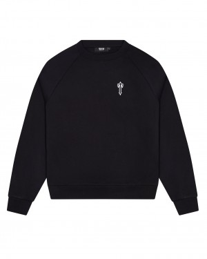 Black Men's Trapstar Foundation Crew Sweatshirts, Trapstar London | 5429PXJMA