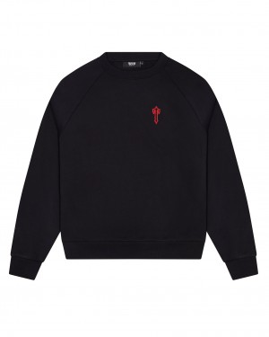 Black Men's Trapstar Foundation Crew Sweatshirts, Trapstar London | 6815MXQJZ