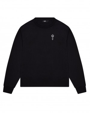 Black Men's Trapstar Foundation LS T-shirts, Trapstar London | 6405LPJAW