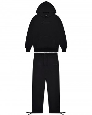 Black Men's Trapstar Hyperdrive Embroidered Tracksuits, Trapstar London | 0356NHLKX