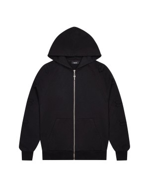 Black Men's Trapstar Irongate Patchwork Zip Hoodies, Trapstar London | 5973EDTWG