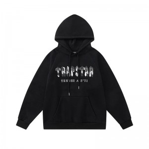 Black Men's Trapstar It’s A Secret Gray Logo Hoodies, Trapstar London | 0387DEUPJ