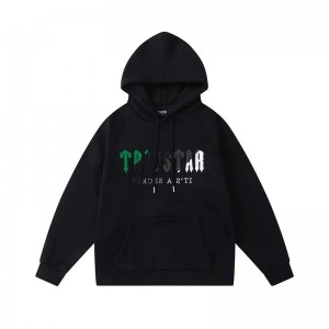 Black Men's Trapstar It’s A Secret Green-Gray Logo Hoodies, Trapstar London | 7536AIEBX