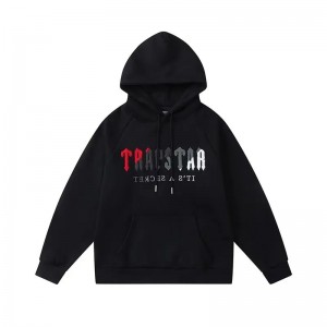 Black Men's Trapstar It’s A Secret Red-Gray Logo Hoodies, Trapstar London | 7546IDKRZ