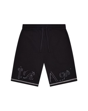 Black Men's Trapstar Patchwork Script Shorts, Trapstar London | 0654UGZHK