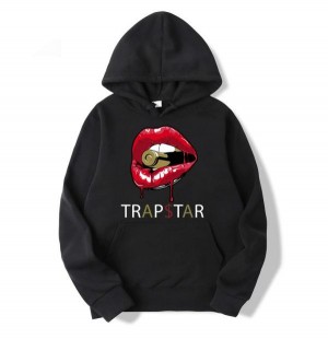 Black Men's Trapstar Red Lips Hoodies, Trapstar London | 8195UCTPG