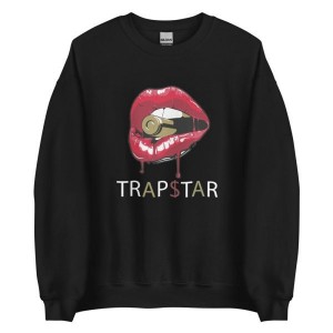 Black Men's Trapstar Red Lips Sweatshirts, Trapstar London | 4706CSRAQ