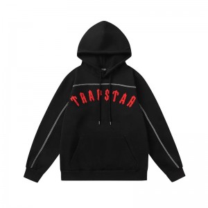 Black Men's Trapstar Red Logo Hoodies, Trapstar London | 6534OZQIW