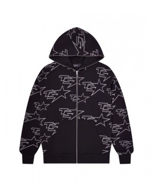 Black Men's Trapstar Star All Over Hoodies, Trapstar London | 4326SEARF