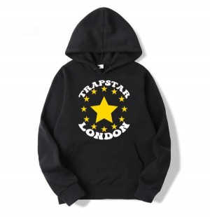 Black Men's Trapstar Stars London Hoodies, Trapstar London | 7602AZDWV