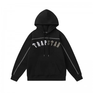 Black Men's Trapstar White-Gray Logo Hoodies, Trapstar London | 5016OJVTS