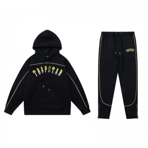 Black Men's Trapstar Yellow Logo Tracksuits, Trapstar London | 7296DVGET