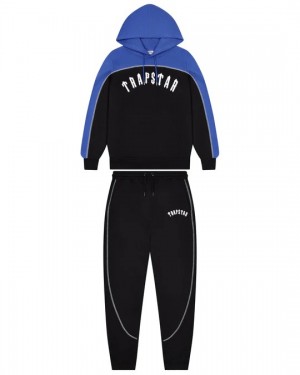 Black / Blue Men's Trapstar Irongate Chenille Arce Hooded Tracksuits, Trapstar London | 8250RXVZF