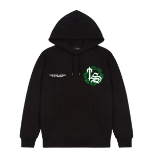 Black / Green Men's Trapstar Chain Script Hoodies, Trapstar London | 8162YUCLB