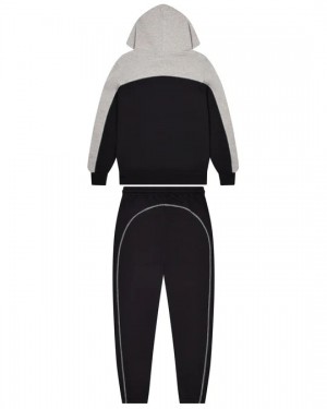 Black / Grey Men's Trapstar Irongate Chenille Hooded Tracksuits, Trapstar London | 4791OFTVC