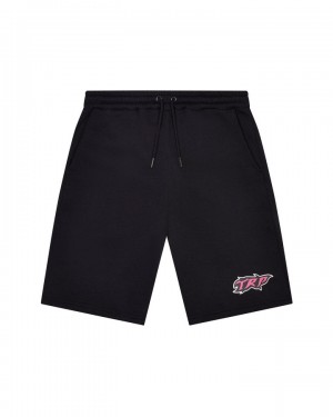 Black / Pink Men's Trapstar TRP Flame Shorts, Trapstar London | 0179YLICS