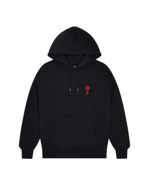 Black / Red Men's Trapstar Foundation Hoodies, Trapstar London | 5207OETGB