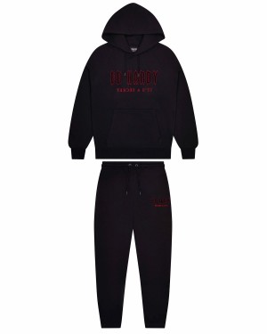 Black / Red Men's Trapstar x Ed Hardy Decoded Solid Chenille Tracksuits, Trapstar London | 4189TVCAU