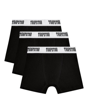 Black / White Men's Trapstar 3 Pack Boxer, Trapstar London | 7964GOFHU