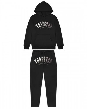 Black / White Men's Trapstar Irongate Arch Its A Secret Hooded Gel Tracksuits, Trapstar London | 8271VJEYC