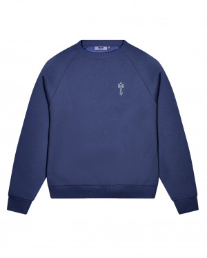 Blue Men's Trapstar Foundation Crew Sweatshirts, Trapstar London | 3108NCOEA