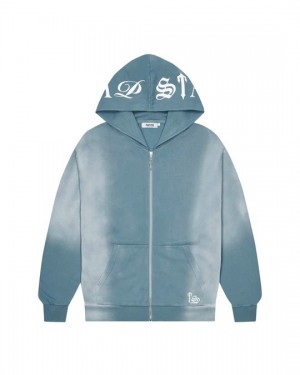 Blue Men's Trapstar Script Hoodies, Trapstar London | 4028QJCFH