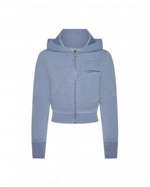 Blue Women's Trapstar Hyperdrive Rib Panel Zip Tracksuits, Trapstar London | 9782HCTGA