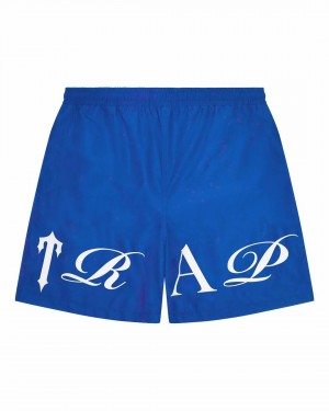 Blue / White Men's Trapstar Script Shell Shorts, Trapstar London | 8601MGPQR