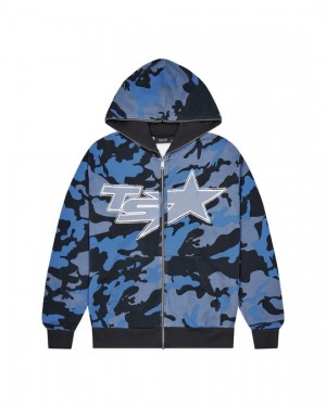 Camo / Blue Men's Trapstar Ta Star Hoodies, Trapstar London | 5348XGROH