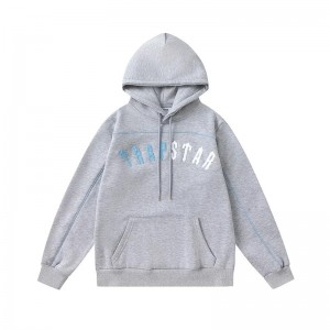 Grey Men's Trapstar Blue-White Logo Hoodies, Trapstar London | 1264OASKE