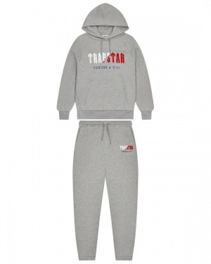 Grey Men's Trapstar Decoded Chenille Hooded Tracksuits, Trapstar London | 6183CKPDX