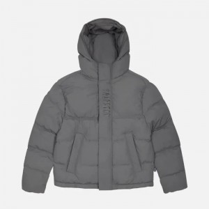 Grey Men's Trapstar Decoded Hooded Padded Puffer Jackets, Trapstar London | 9413CGTNJ