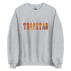 Grey Men's Trapstar Fire Logo Sweatshirts, Trapstar London | 9235ZLGAE