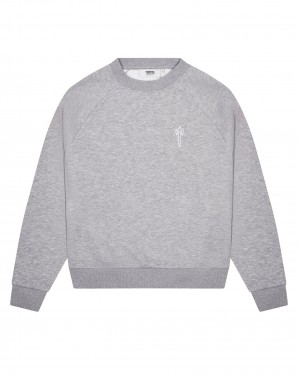 Grey Men's Trapstar Foundation Crew Sweatshirts, Trapstar London | 5702MEFYH