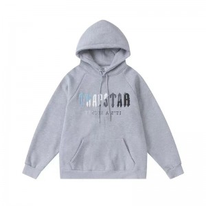 Grey Men's Trapstar It’s A Secret Blue-Gray Logo Hoodies, Trapstar London | 2106BNVQF