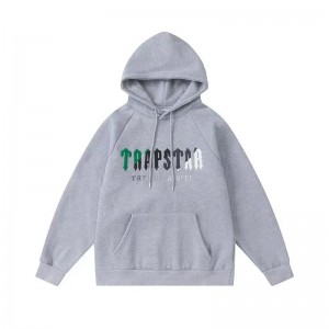 Grey Men's Trapstar It’s A Secret Green-Gray Logo Hoodies, Trapstar London | 4902LFSYD