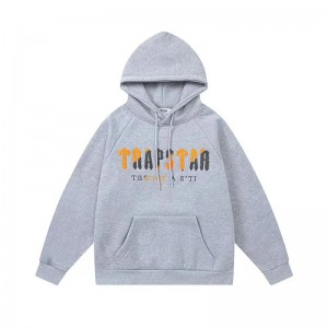 Grey Men's Trapstar It’s A Secret Yellow Logo Hoodies, Trapstar London | 9238HJWTA