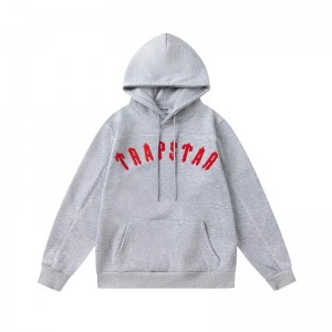 Grey Men's Trapstar Red Logo Hoodies, Trapstar London | 1709RMQNF