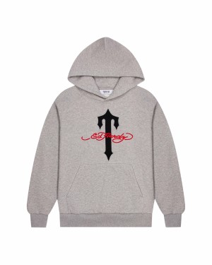 Grey Men's Trapstar x Ed Hardy Hoodies, Trapstar London | 8264ENFMS