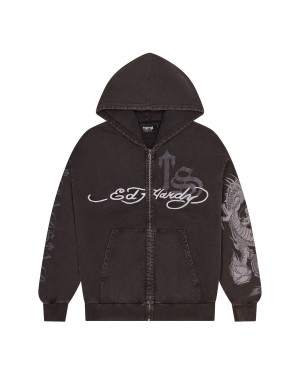 Grey Men's Trapstar x Ed Hardy Script Hoodies, Trapstar London | 3402UBLIV