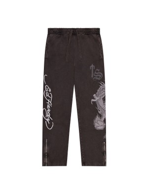 Grey Men's Trapstar x Ed Hardy Script Sweatpants, Trapstar London | 6239ELMNW