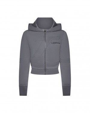 Grey Women's Trapstar Hyperdrive Rib Panel Zip Tracksuits, Trapstar London | 2674FCHYX