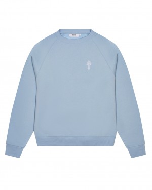 Light Blue Men's Trapstar Foundation Crew Sweatshirts, Trapstar London | 6794VDAMR