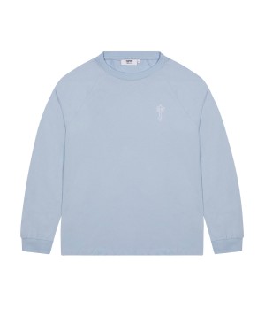 Light Blue Men's Trapstar Foundation LS T-shirts, Trapstar London | 9076YWNQD